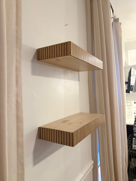 Custom squared fluted floating shelf