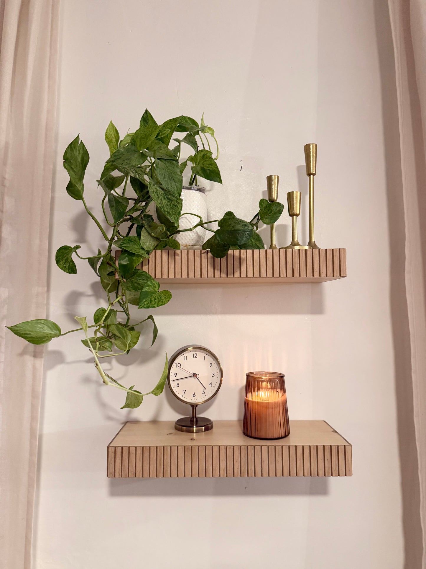 Custom squared fluted floating shelf