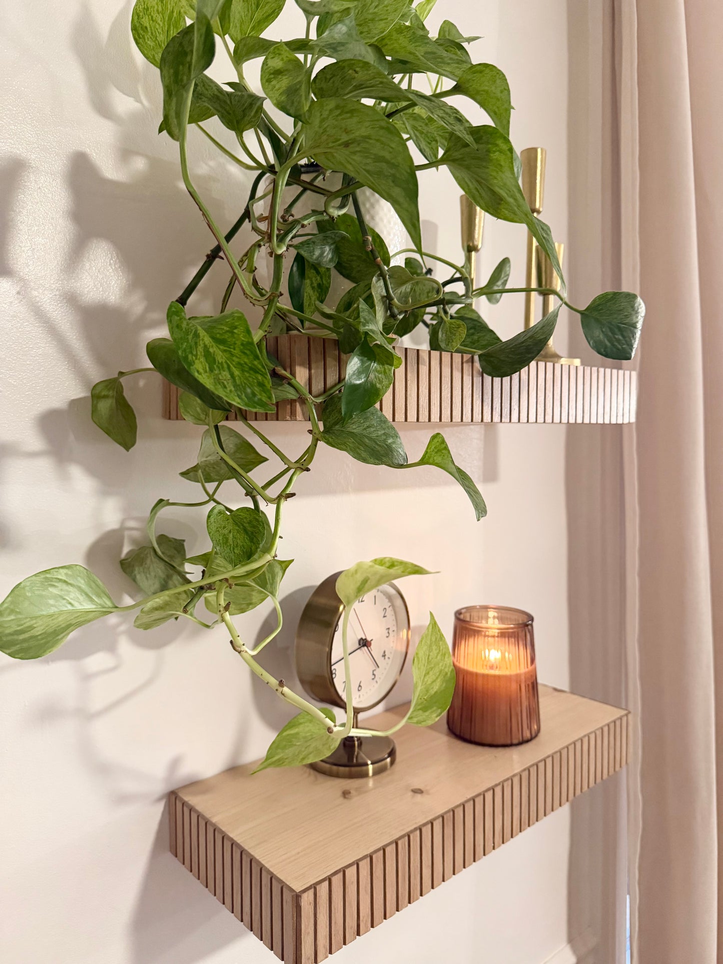 Custom squared fluted floating shelf