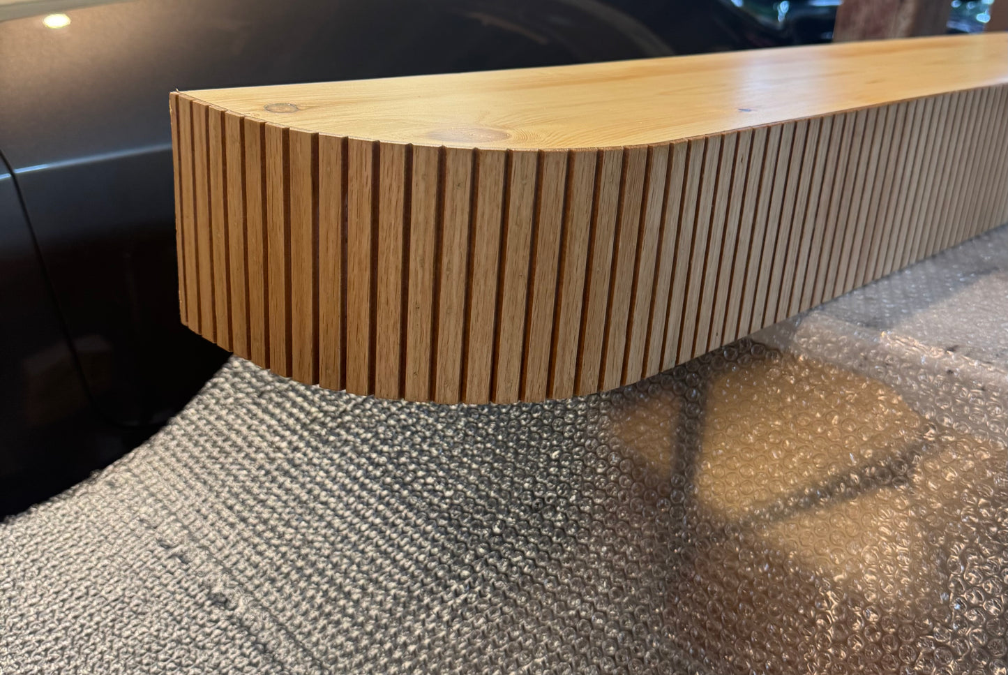 Custom rounded fluted mantel