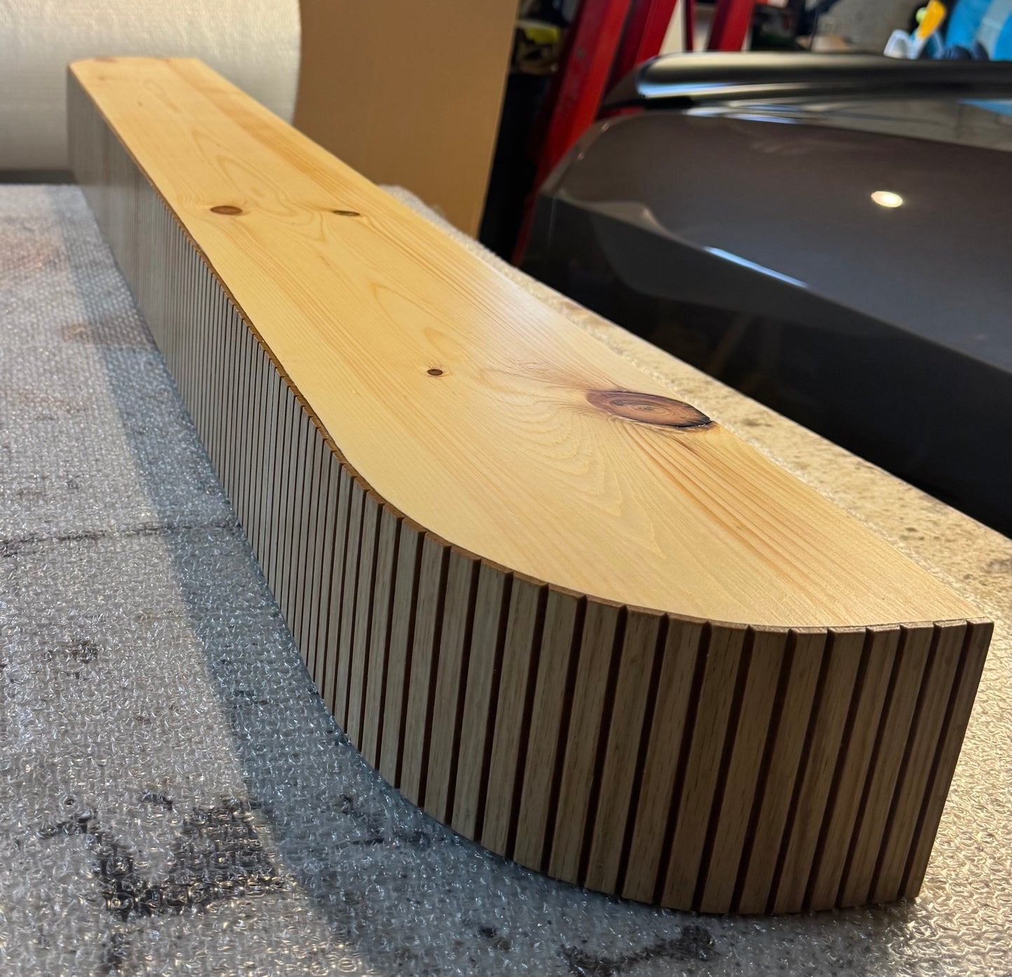 Custom rounded fluted mantel