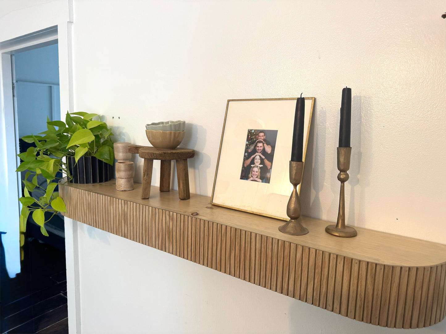 Custom rounded fluted mantel