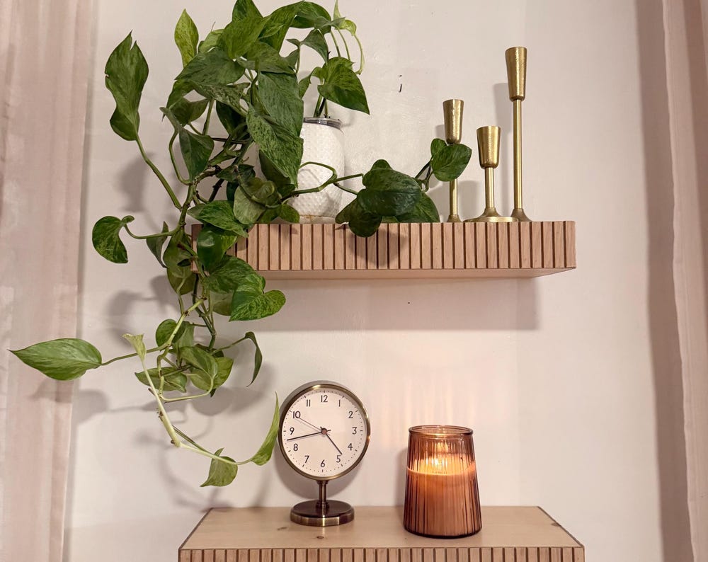 Custom squared fluted floating shelf